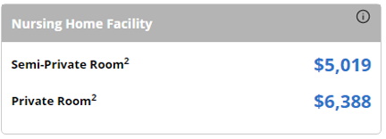Average cost of Texas Nursing Home Facility
