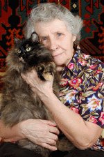 Senior woman with cat