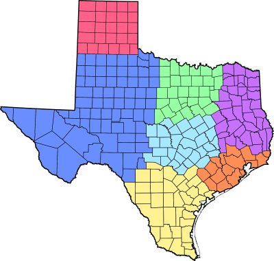 Click on a Texas Region